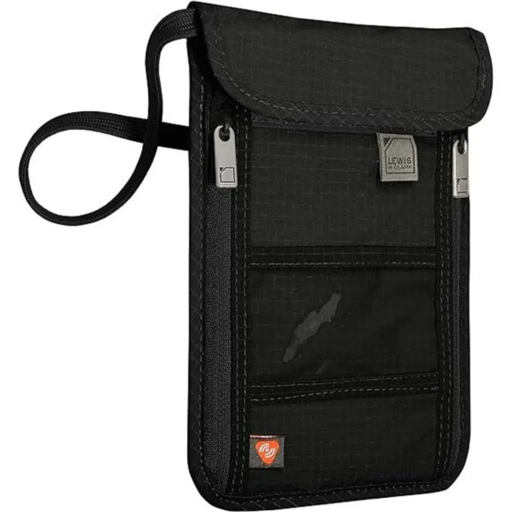 RFID Blocking Stash Neck Wallet, Travel Pouch + Passport Holder